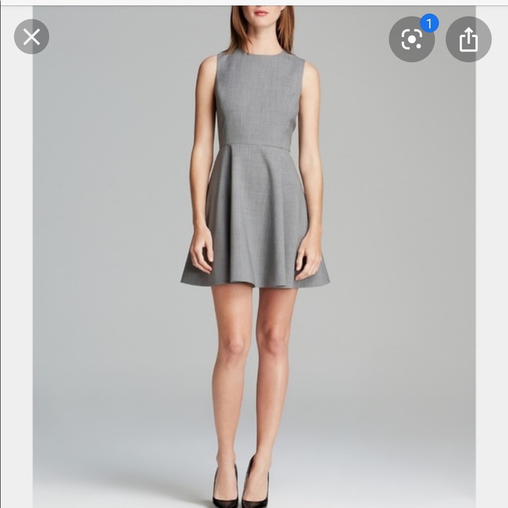 Theory grey wool fit and flare dress
